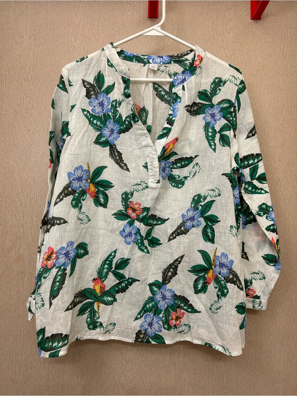 Old Navy - Tropical Floral Print Linen Blouse - Size L